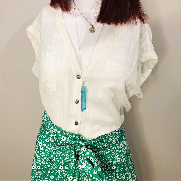 Jeans West Tops - Cream Jeans West textured top with metal buttons 8